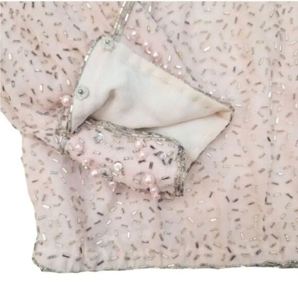 Vintage 70s 80s Neiman Marcus Judith Ann Creations 100% Silk Beaded Blouse Small - Picture 9 of 13